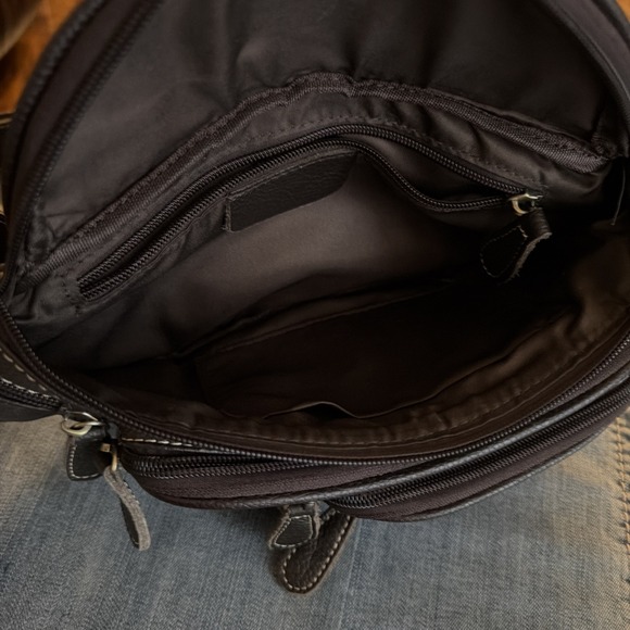 Leather Fanny Pack Waist Sack Handbag Brown Pebble Pockets Adj Strap Zip Pocket - Picture 7 of 9